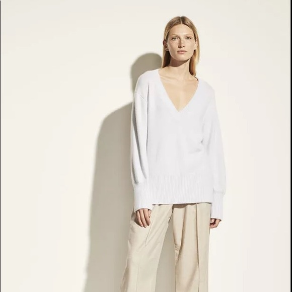 Vince Sweaters - Vince Cashmere Rib Hem V-Neck Tunic Sweater